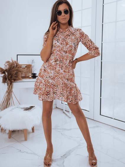 (Veľ. S) Letné šaty s oranžovo-hnedým vzorom