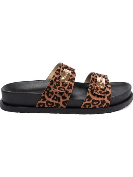 Leopardie dámske nazuváky so zlatými prvkami