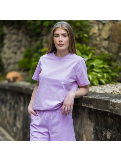 Svetlofialové unisex bavlnené tričko bez potlače