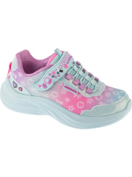 Mintovo-ružové detské trblietavé tenisky Skechers Power Jams 2.0
