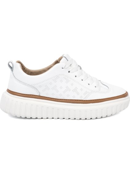 Biele dámske kožené sneakersy na platforme Sergio Leone