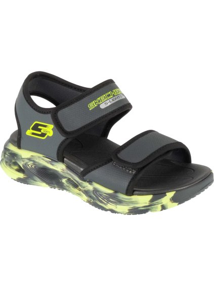 Tmavosivé detské sandále Skechers S-Lights: Sola Glow Sandal - Fusion Brights