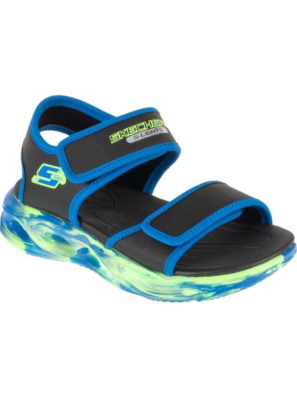 Čierne detské sandále Skechers S-Lights: Sola Glow Sandal - Fusion Brights