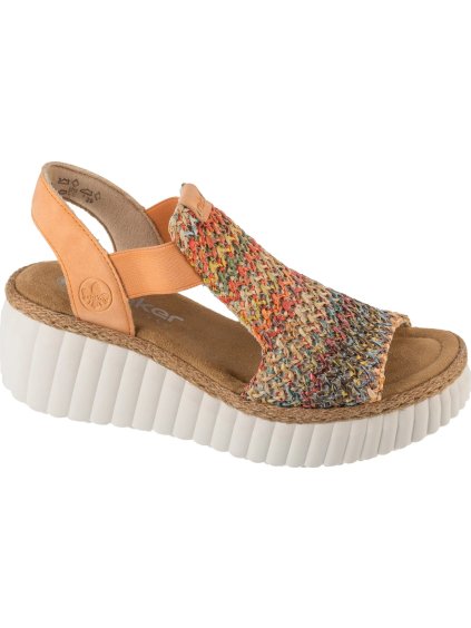 Farebné dámske sandále na kline Rieker Sandals