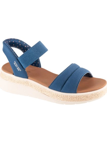 Modré dámske sandále na kline Skechers Slip-Ins: BOBS Sun Ray (Veľkosť 36)
