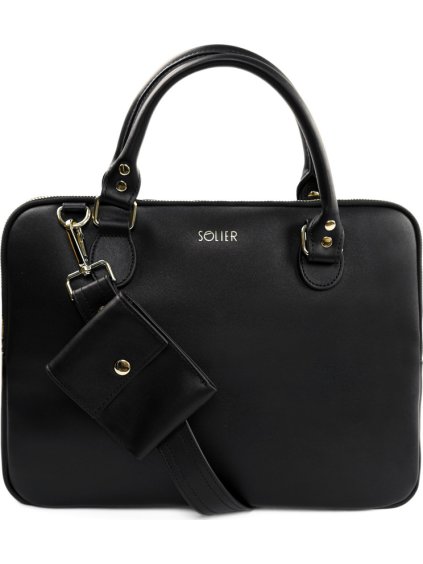 Čierna dámska kožená taška na notebook