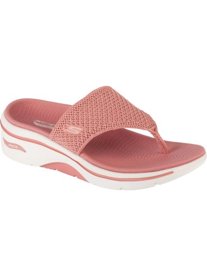 Ružové dámske žabky na platforme Skechers Go Walk Arch Fit 2.0 Sandal - Carrie (Veľkosť 37)