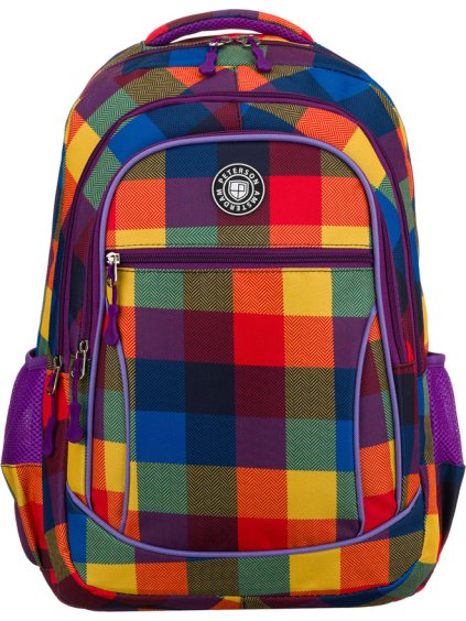 Peterson Farebný kockovaný školský plecniak