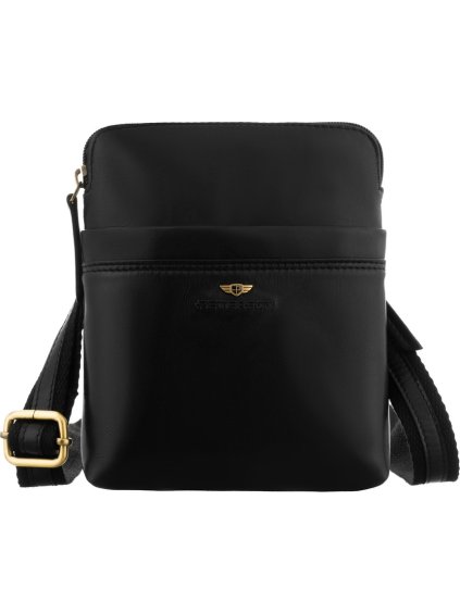 Peterson Čierna pánska kožená taška cez rameno