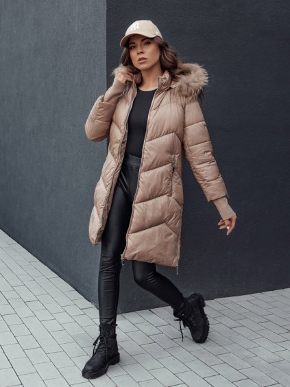 Béžová dlhšia prešívaná bunda LAGOON