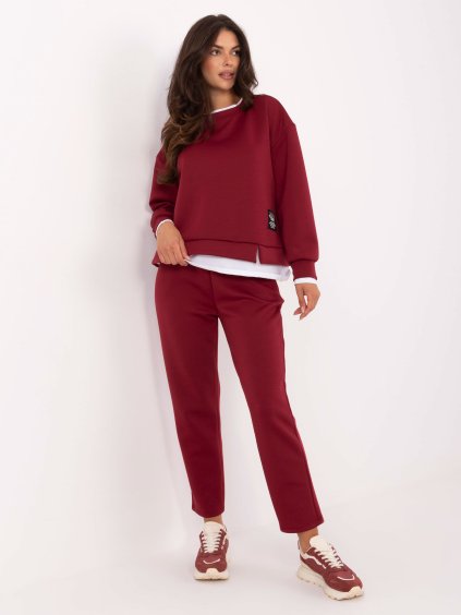 Vínová dámska tepláková súprava s viskózou