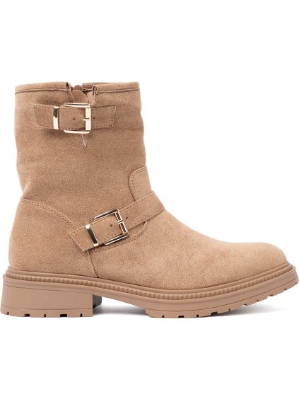 Karamelové dámske členkové topánky s ozdobnými prackami