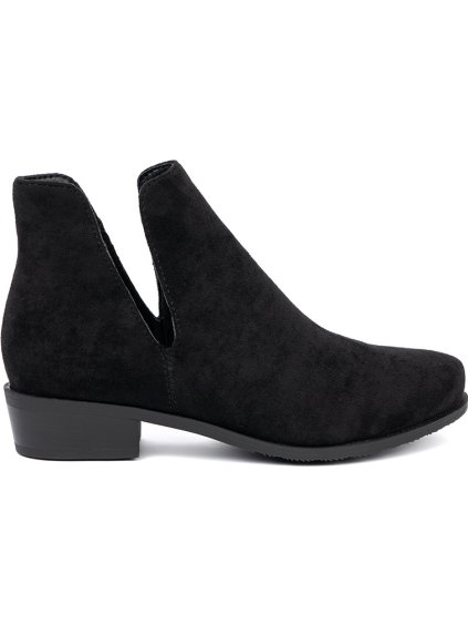 Čierne dámske nízke čižmy s výrezmi, podpätok 3 cm