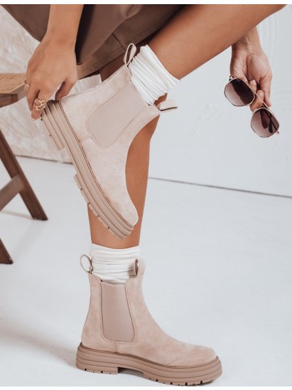 Béžové dámske chelsea topánky s prackou MADDEN