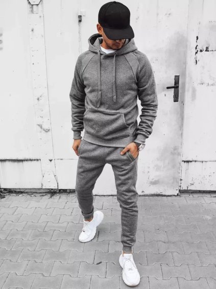 (Veľ. M) Tmavosivá pánska súprava s kapucňou