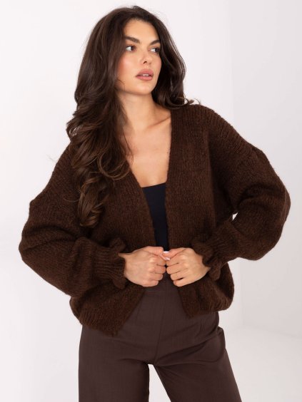Tmavohnedý dámsky kardigán s viskózou