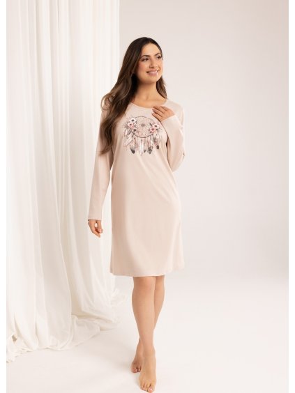 Regina Dámska bavlnená nočná košeľa s dlhým rukávom