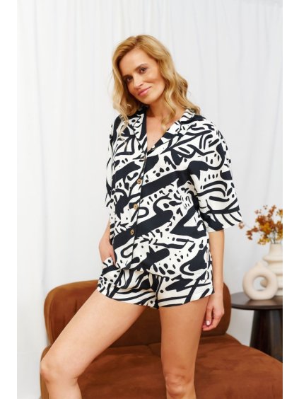 Doctor Nap Elegantné dámske vzorované pyžamo z viskózy