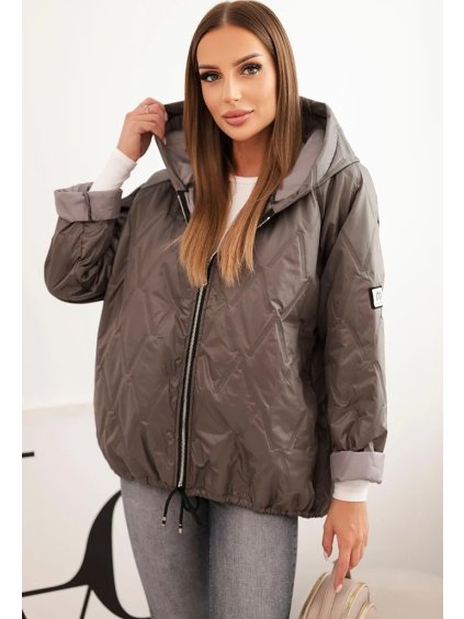 Dámska cappuccino prešívaná bunda s kapucňou
