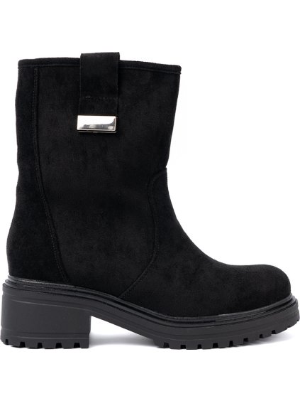 Čierne dámske členkové topánky na hrubej podrážke