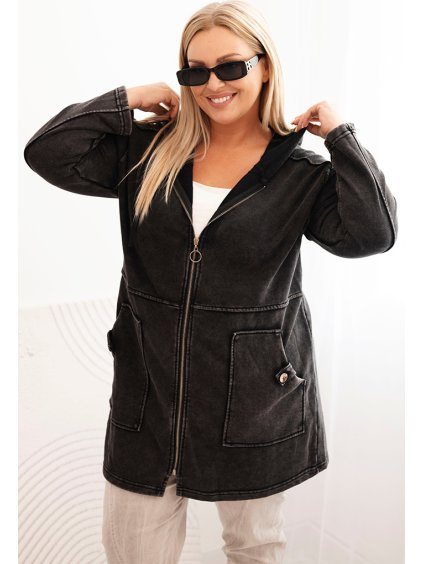 Čierna štýlová dámska plus size mikina