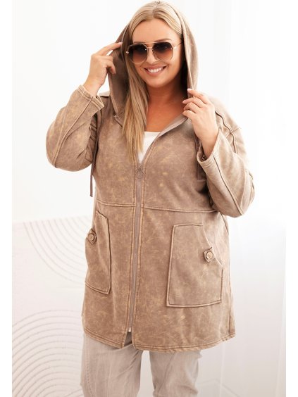 Béžová štýlová dámska plus size mikina