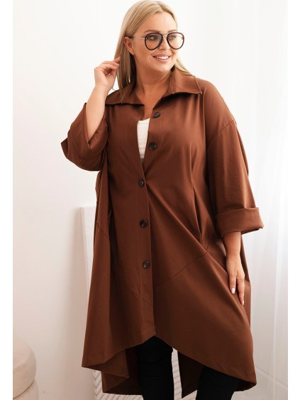 Čokoládovo hnedý dámsky ľahký kabátik s klasickým golierom