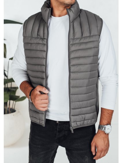 Tmavosivá pánska prešívaná vesta