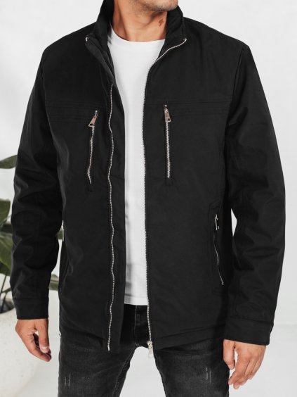 Čierna pánska prechodná bunda bez kapucne