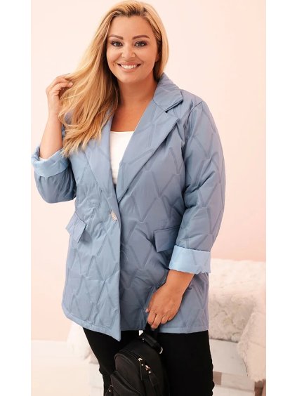Svetlomodrá dámska Plus Size prechodná bunda s prešívaním
