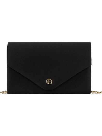 Čierna dámska listová kabelka so zlatou retiazkou