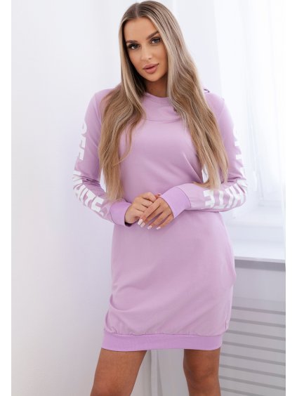 Lila dámske mikinové šaty s kapucňou