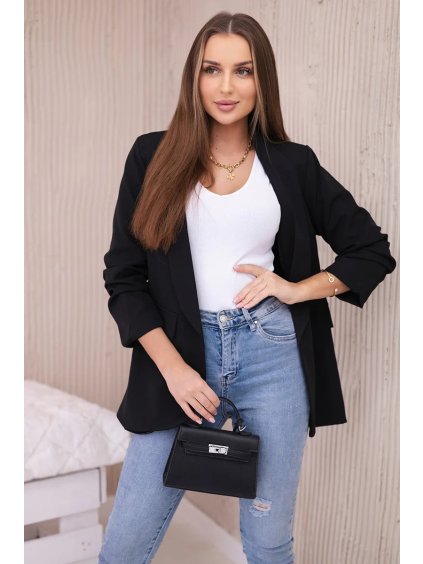 Elegantný dámsky čierny blejzer bez zapínania