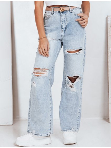 Svetlomodré dámske džínsy s odreninami
