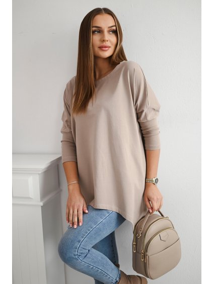 Béžová asymetrická oversize blúzka