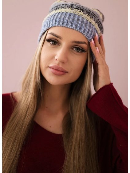 Modro-čierno-žltá dámska čiapka s fleecovou podšívkou