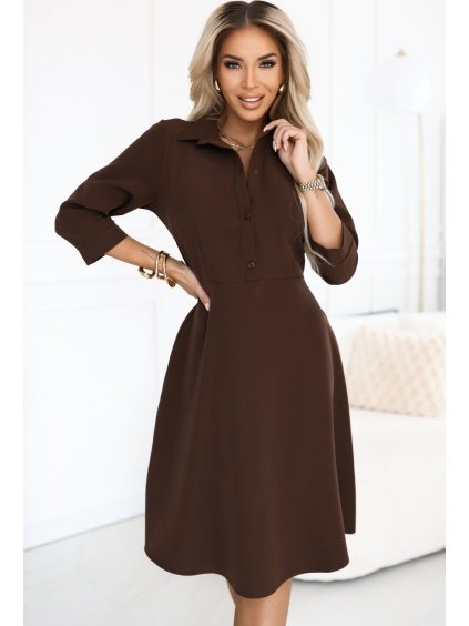 Čokoládovo hnedé šaty s prepínaním AMALIA