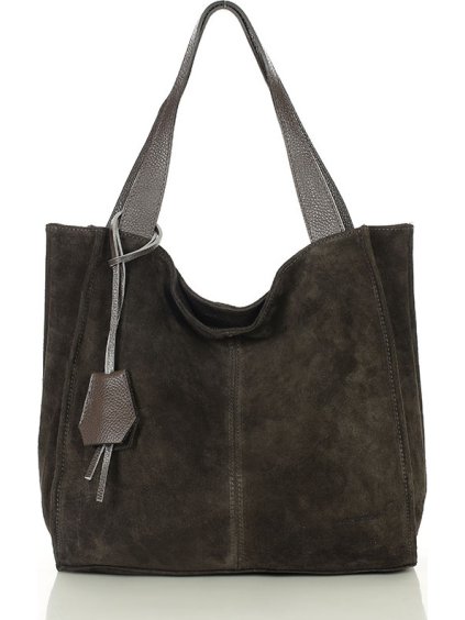 MARCO MAZZINI Tmavohnedá semišová shopper kabelka