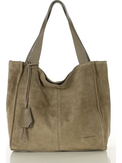 MARCO MAZZINI Béžová taupe semišová shopper kabelka