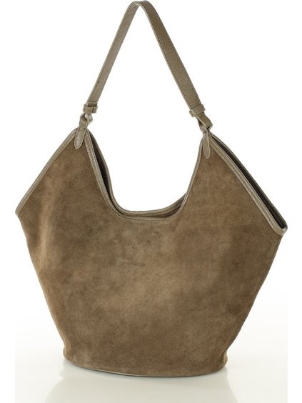 MARCO MAZZINI Béžová taupe kožená hobo kabelka