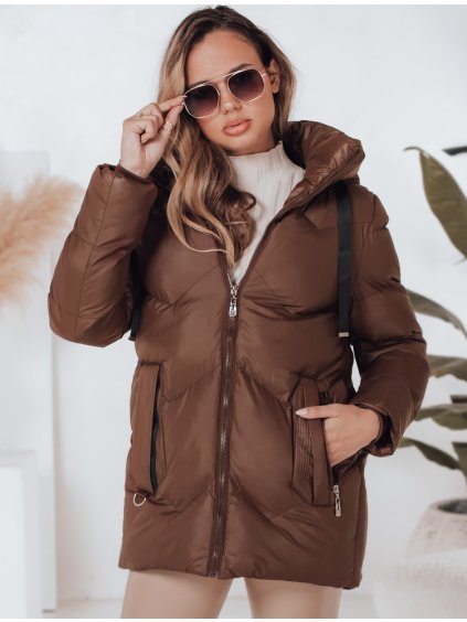 Hnedá dámska zimná prešívaná bunda SALVONA