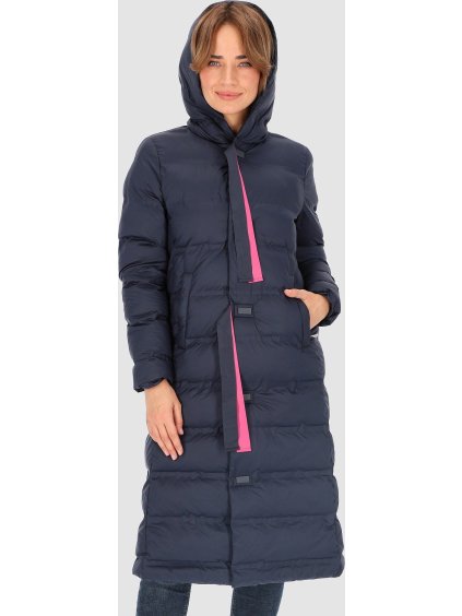 Tmavomodrá dámska zateplená bunda s kapucňou