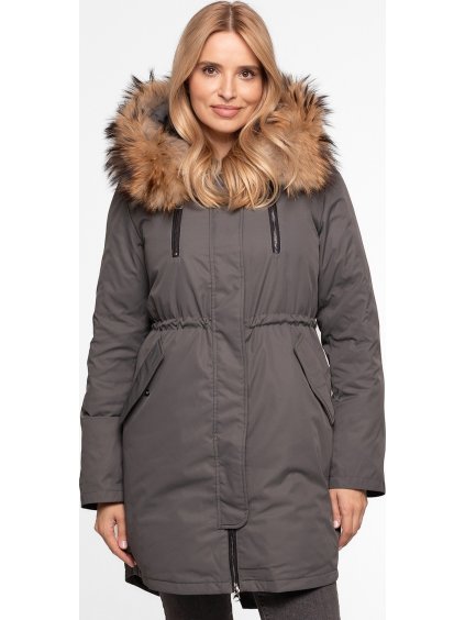 Sivá dámska zimná páperová parka
