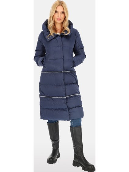 Tmavomodrá dámska zimná bunda s nastaviteľnou dĺžkou