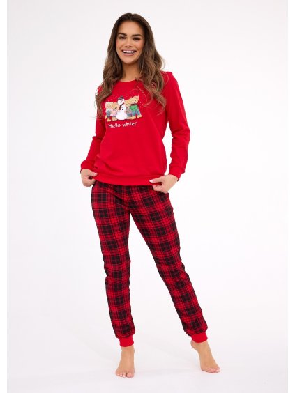 Cornette Dámske vianočné pyžamo s károvanými nohavicami