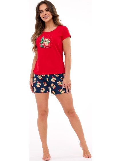 Cornette Červeno-modré dámske krátke pyžamo
