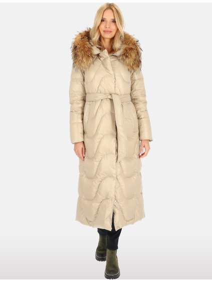 Svetlobéžový dámsky páperový prešívaný kabát