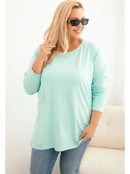 Mätová plus size blúzka s okrúhlym výstrihom