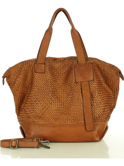 Marco Mazzini Camel dámska kožená shopper kabelka