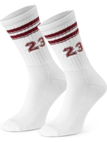 Bielo-vínové športové polofroté ponožky s vysokým sťahovacím pásikom